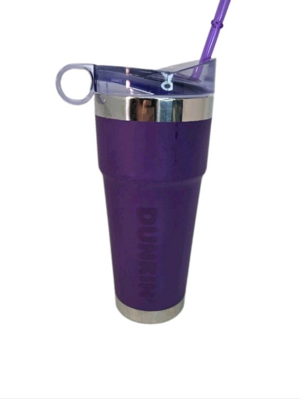 Dunkin (2023) 24oz Stainless Insulated Tumbler (Purple) Drink-Through Lid.